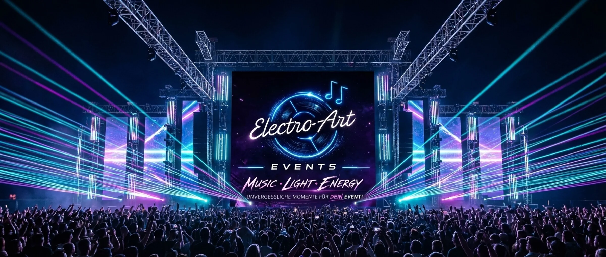 DJ ElectroArt Original Hero – Electro-Art Events Logo auf Festival-Bühne