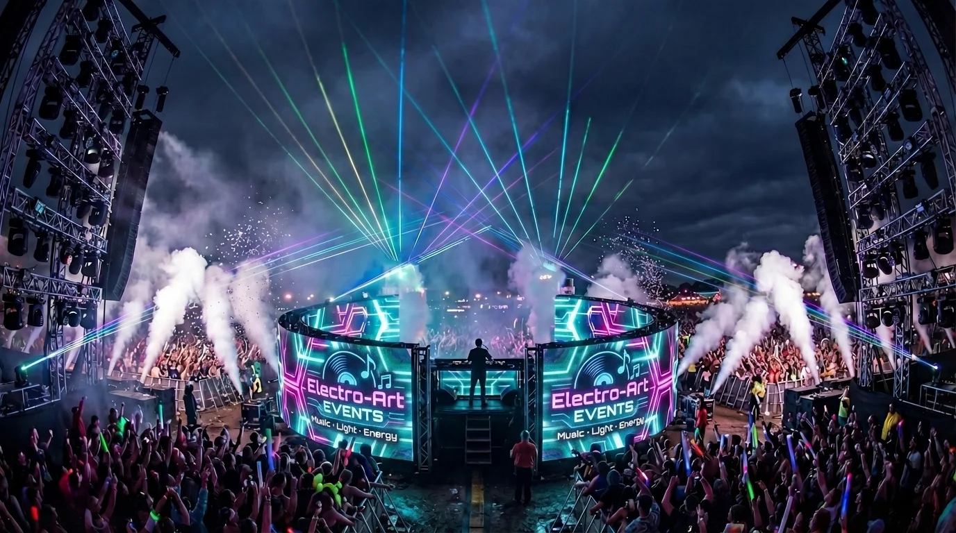DJ ElectroArt Festival mit Electro-Art Events Logo LED-Wall